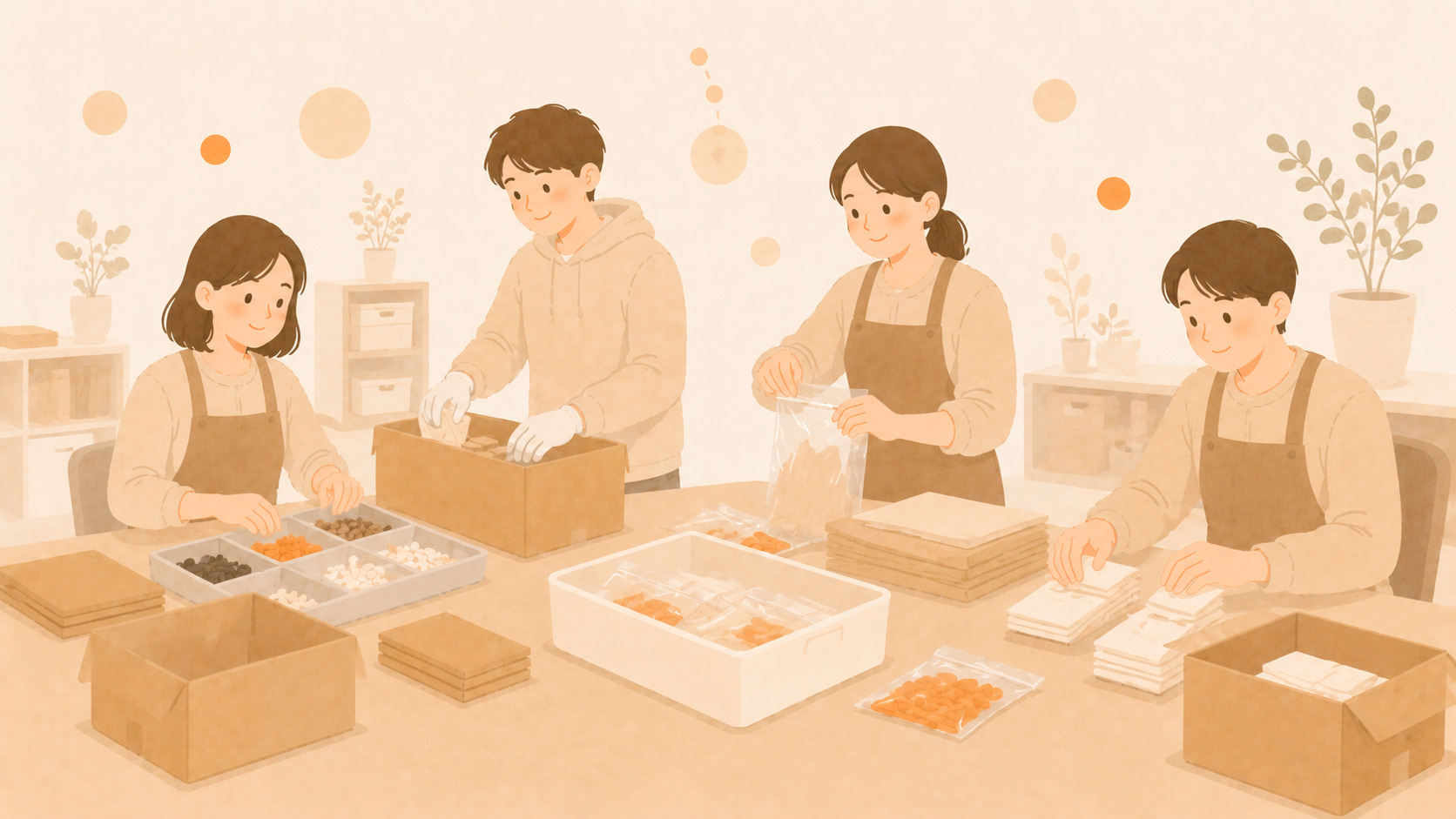 仕分けや袋詰めなどの軽作業のイメージ