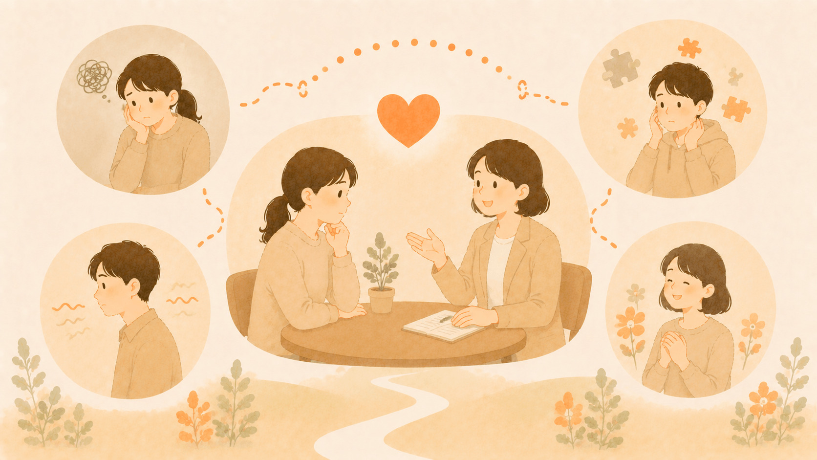 うつ・発達障害など見えづらい困りごとに寄り添うイメージ