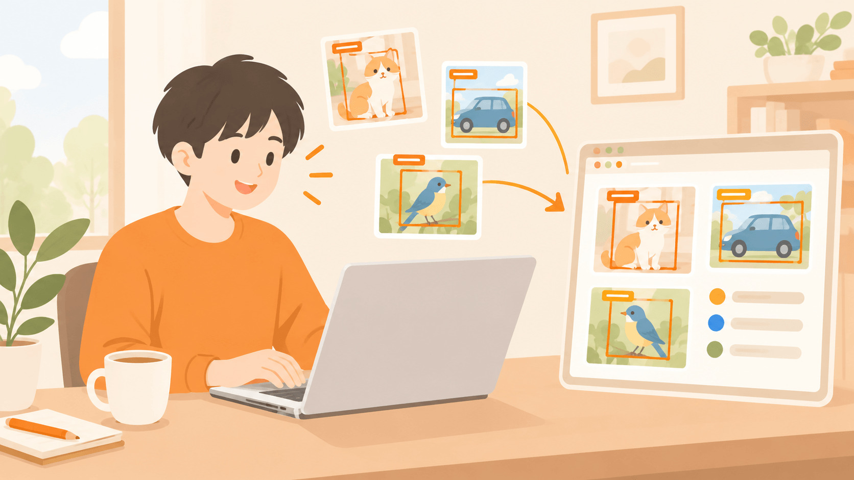 AIのアノテーション作業(データのラベル付け)をあらわすイメージ