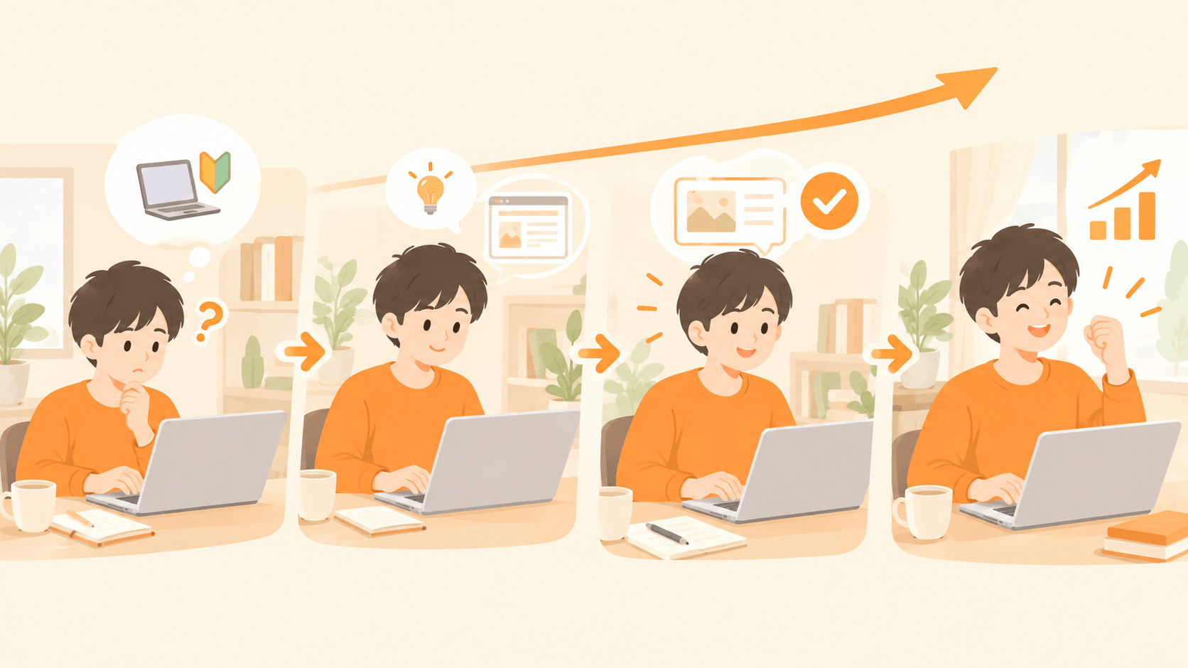 未経験から少しずつ作業に慣れていくイメージ