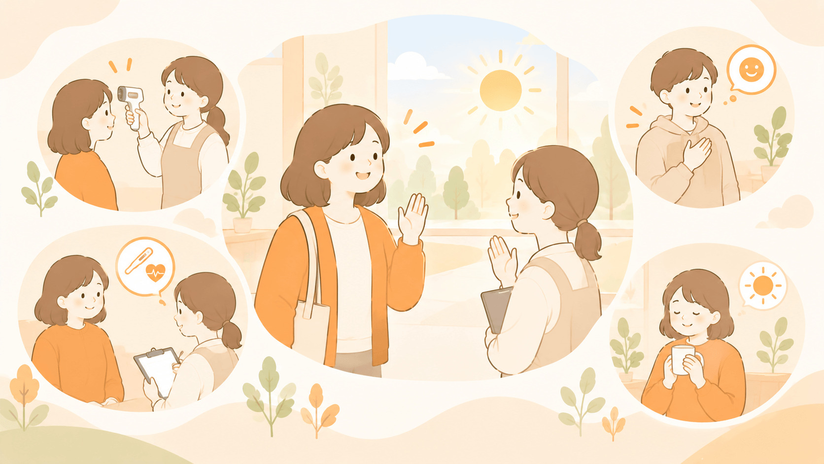 朝の体調確認から1日が始まるイメージ