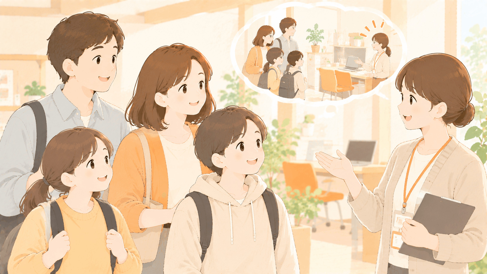 家族だけで見学や相談に来るイメージ